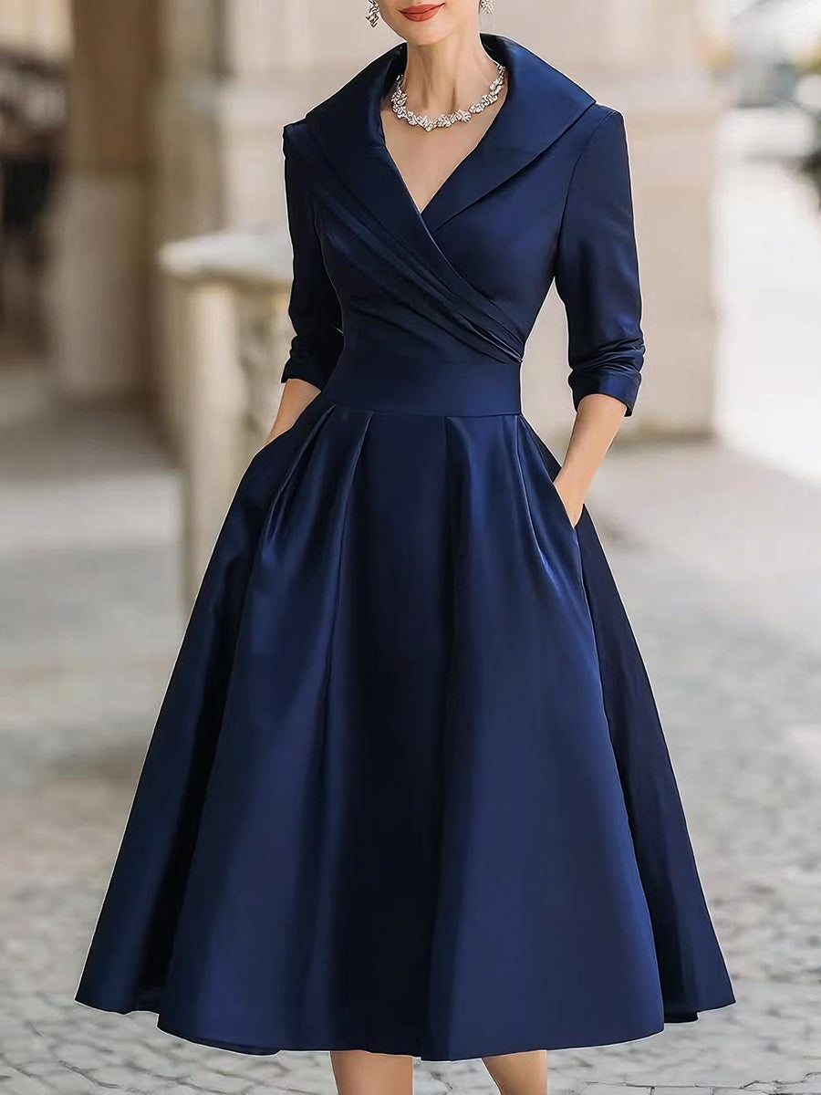 Aurora | Vintage Satin Midi Dress - Elle & Milo