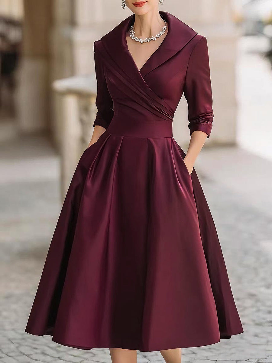 Aurora | Vintage Satin Midi Dress - Elle & Milo