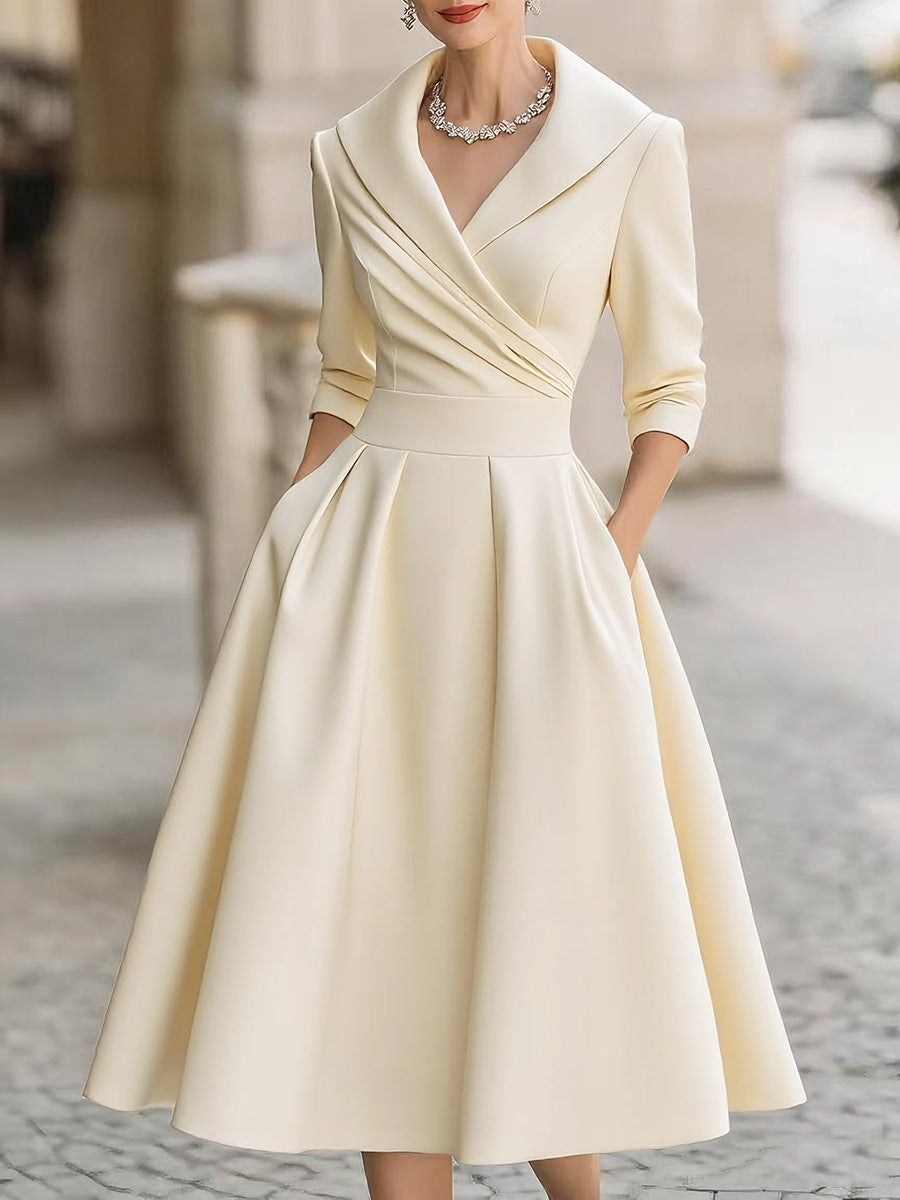Aurora | Vintage Satin Midi Dress - Elle & Milo