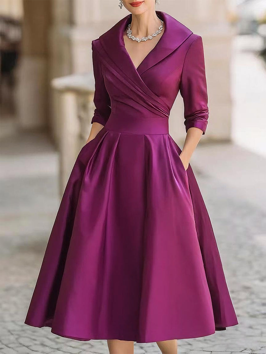 Aurora | Vintage Satin Midi Dress - Elle & Milo