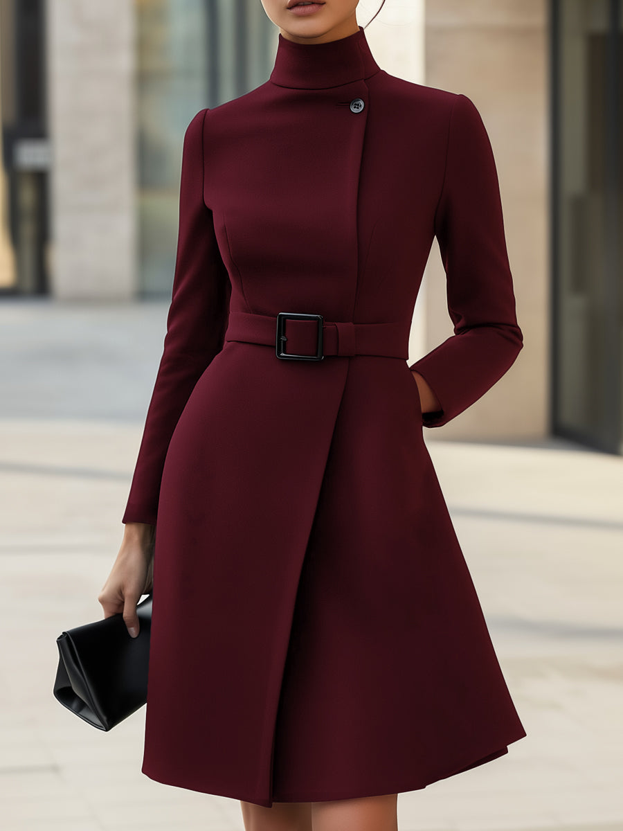 Nina | Asymmetric Belted A-Line Dress - Elle & Milo