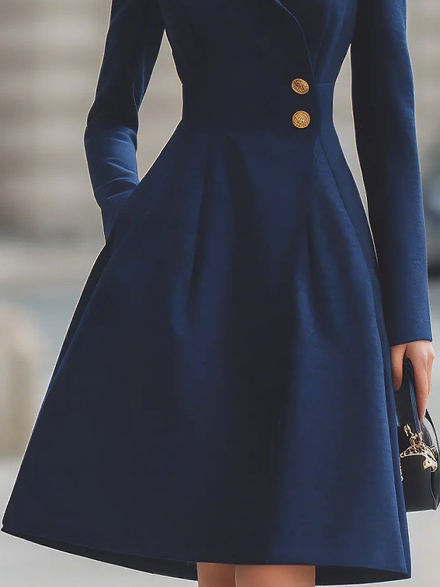 Isabelle | Tailored Fit Flared Coat Dress - Elle & Milo