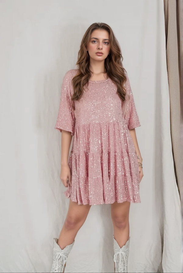 Lyra | Loose Fit Tiered Mini Dress - Elle & Milo
