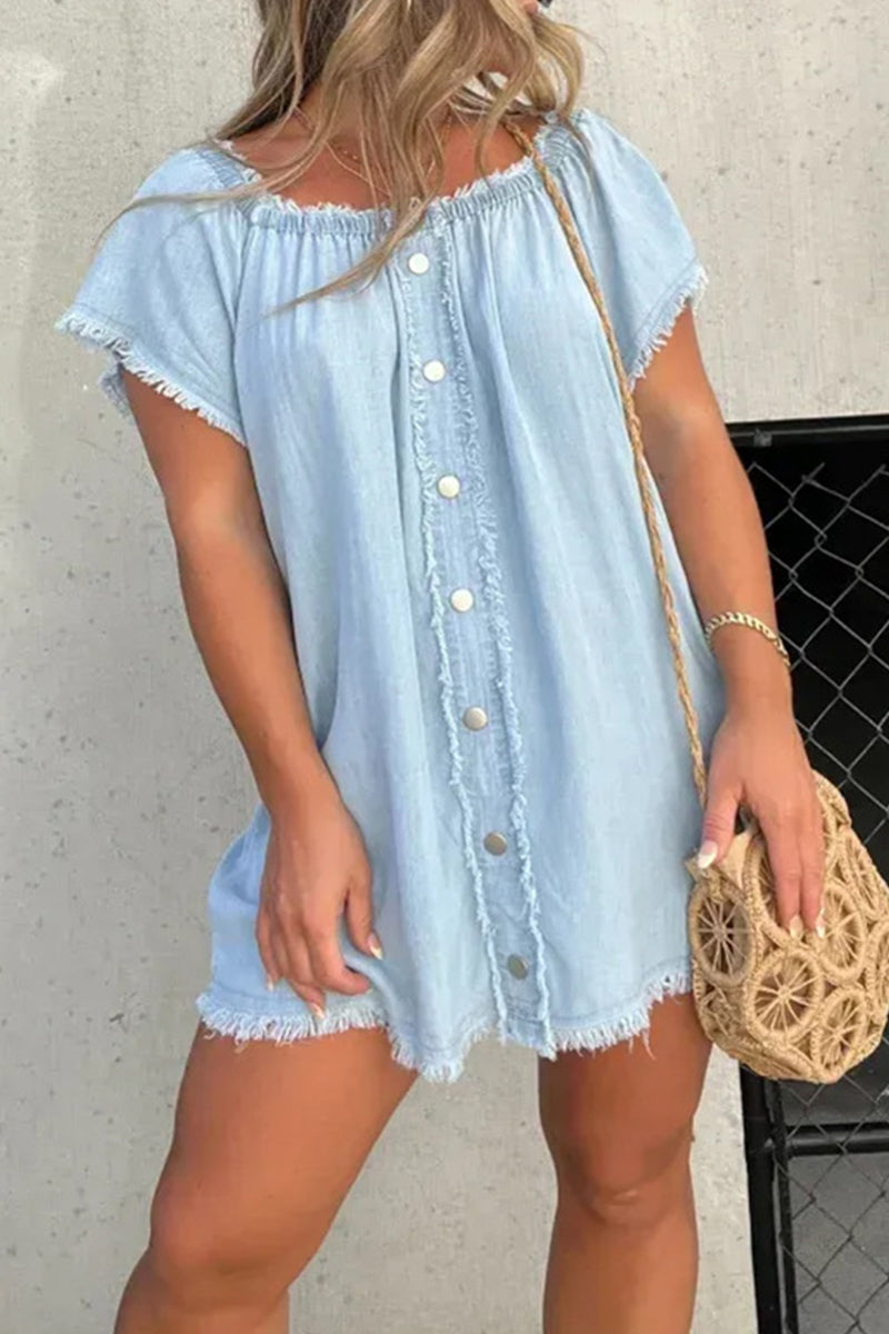 Elara | Off-Shoulder Denim Dress - Elle & Milo