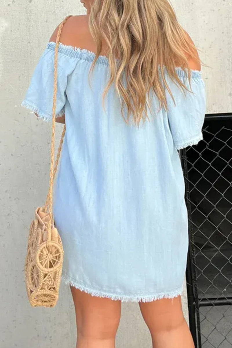 Elara | Off-Shoulder Denim Dress - Elle & Milo