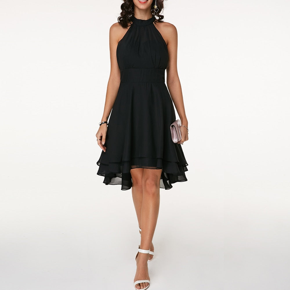 Lyra | Halter Neck Dress Layered Skirt - Elle & Milo