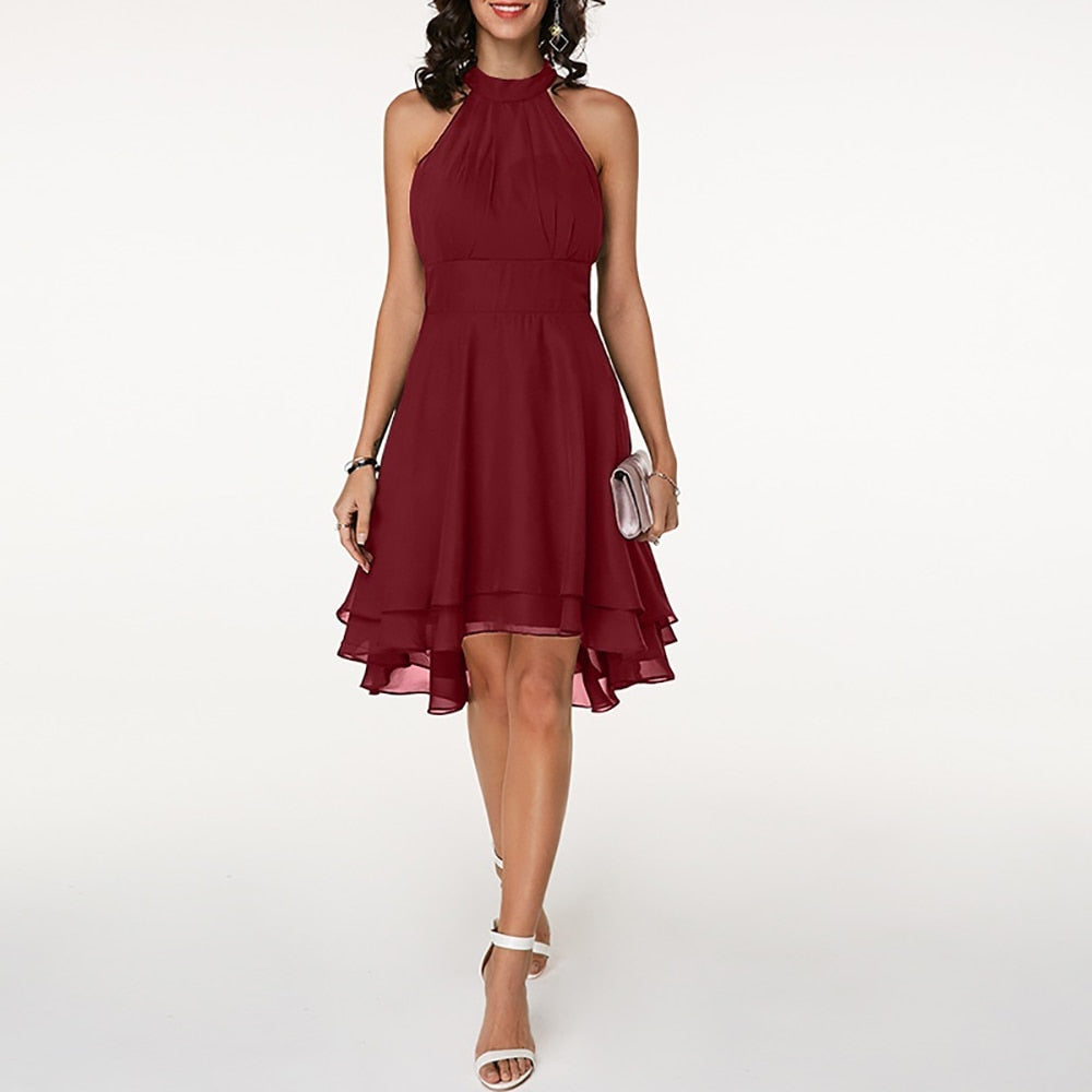 Lyra | Halter Neck Dress Layered Skirt - Elle & Milo