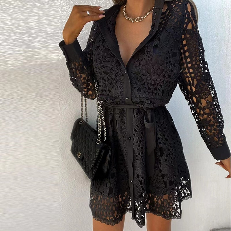Nova | Lace Dress with Collared Neckline - Elle & Milo