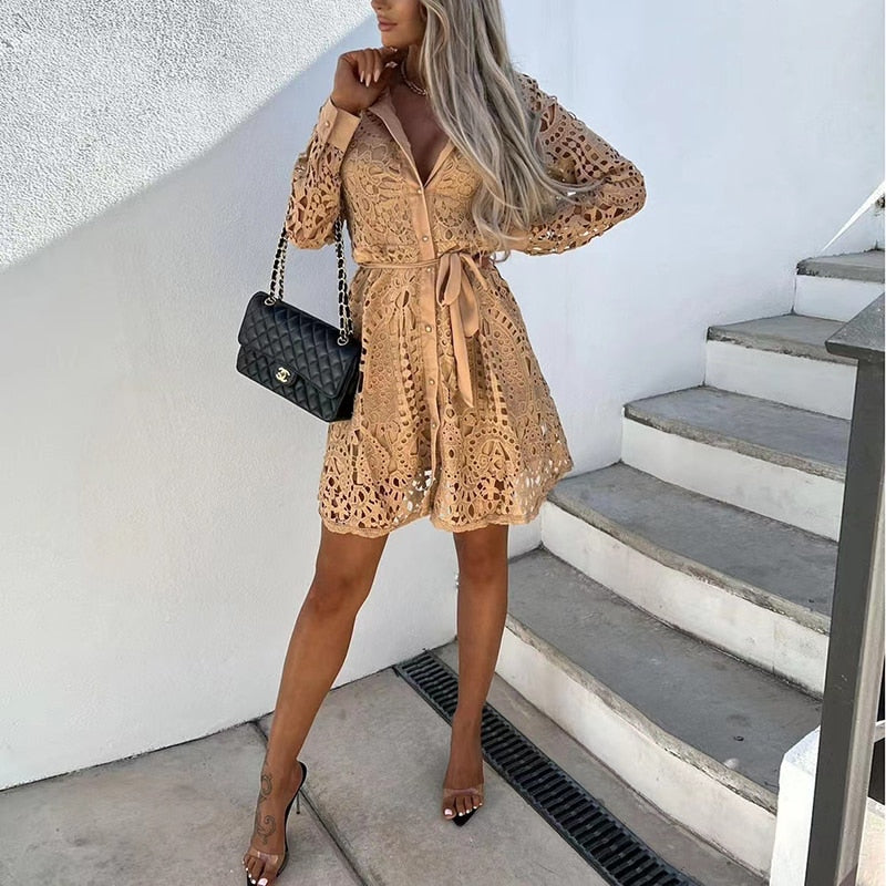 Nova | Lace Dress with Collared Neckline - Elle & Milo
