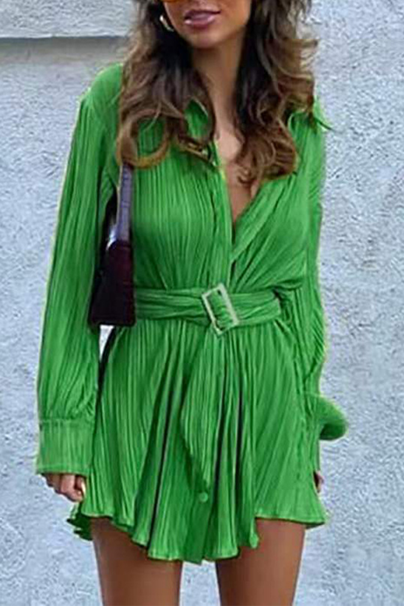 Nova | Pleated Mini Shirt Dress - Elle & Milo