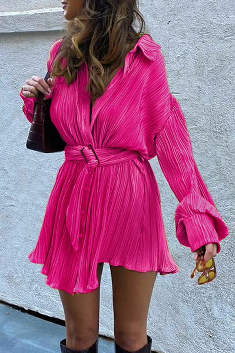 Nova | Pleated Mini Shirt Dress - Elle & Milo