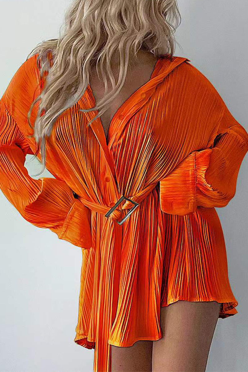 Nova | Pleated Mini Shirt Dress - Elle & Milo