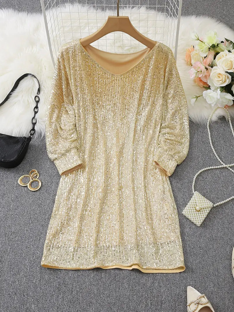 Nova | Sequin Dress Knee-Length Elegant - Elle & Milo