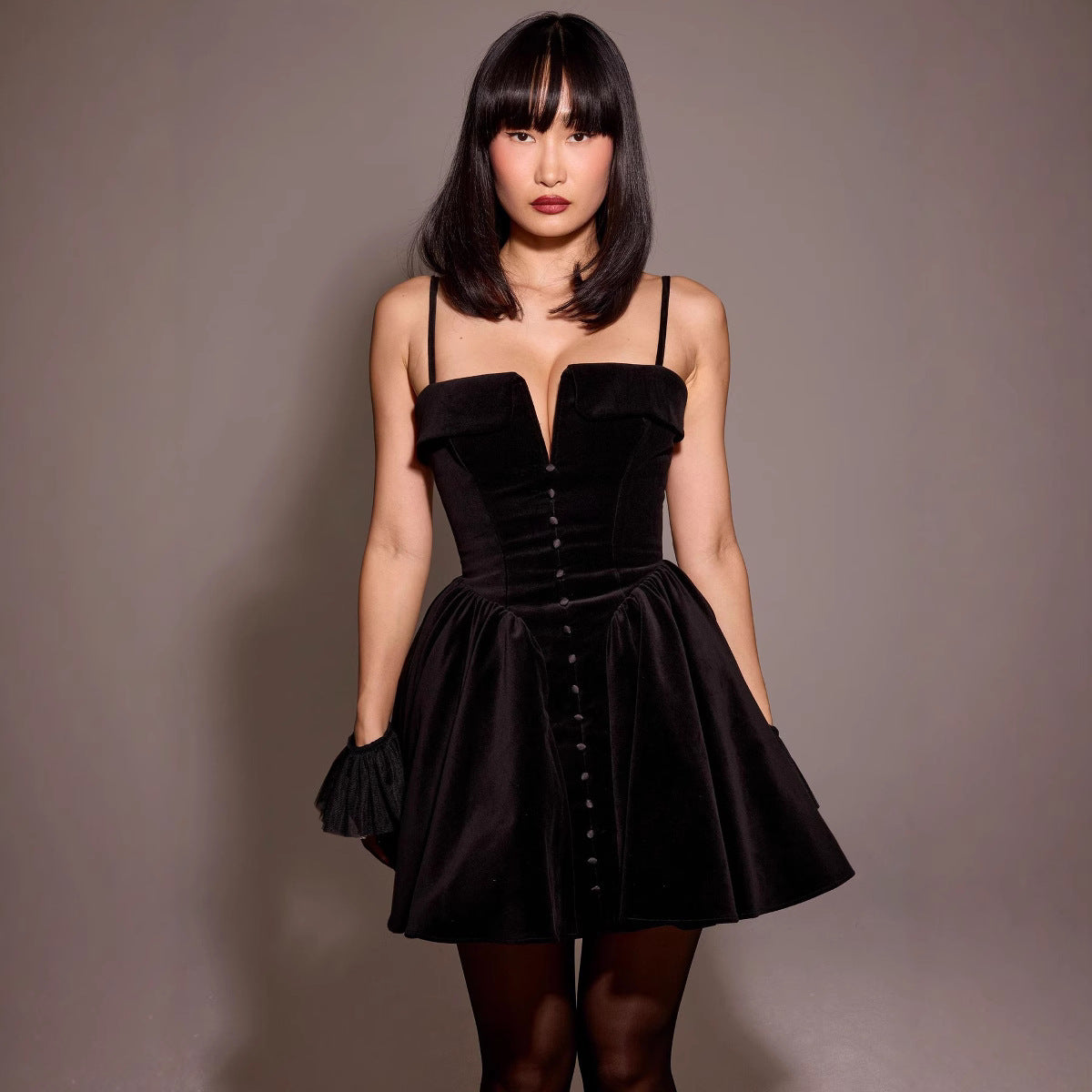 Elara | Velvet A-Line Mini Dress - Elle & Milo