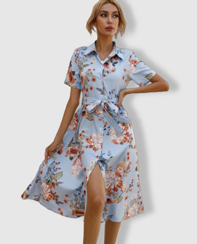 Elara | Shirt Dress Button Down Floral - Elle & Milo