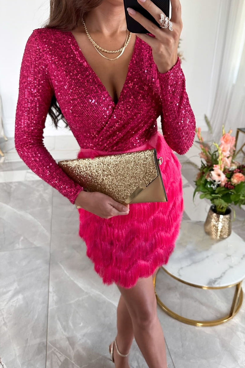 Nova Maris Luxe | Sequin Wrap Dress - Elle & Milo