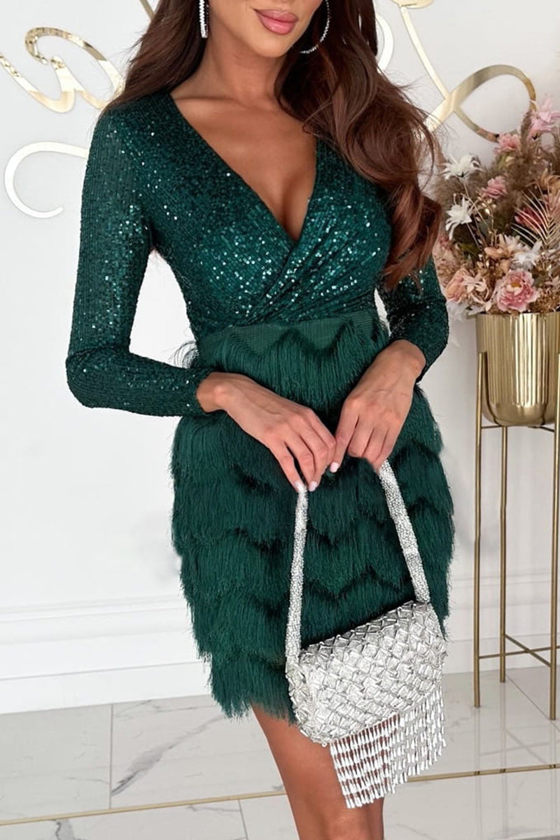 Nova Maris Luxe | Sequin Wrap Dress - Elle & Milo