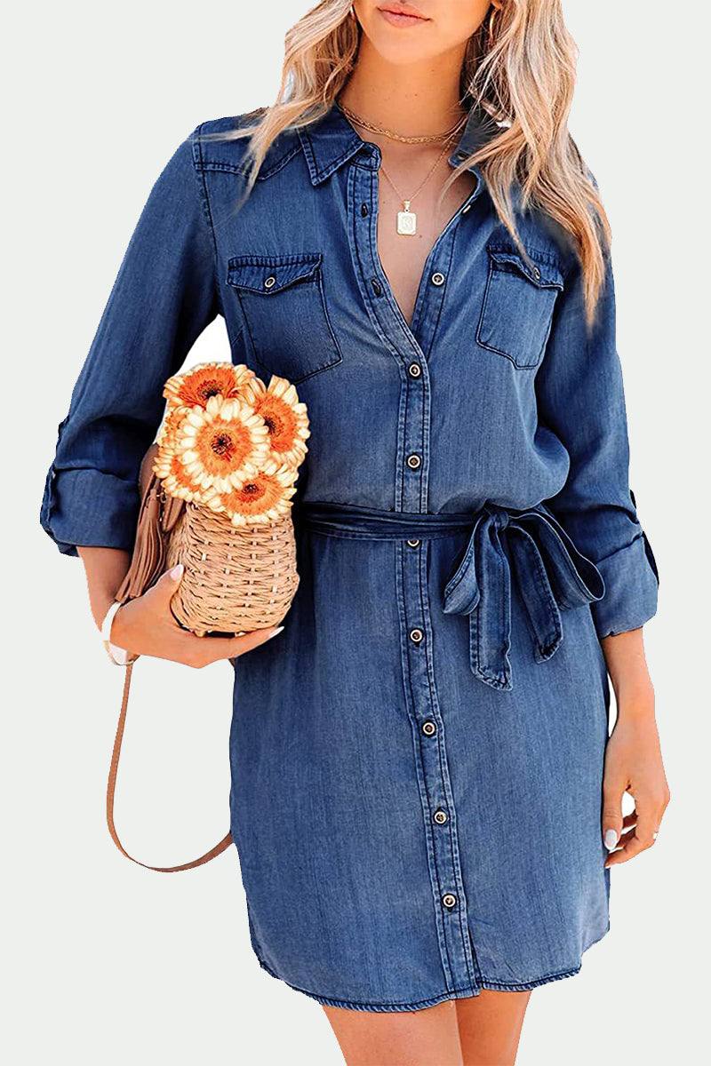 Zoe | Denim Shirt Dress Button Down - Elle & Milo