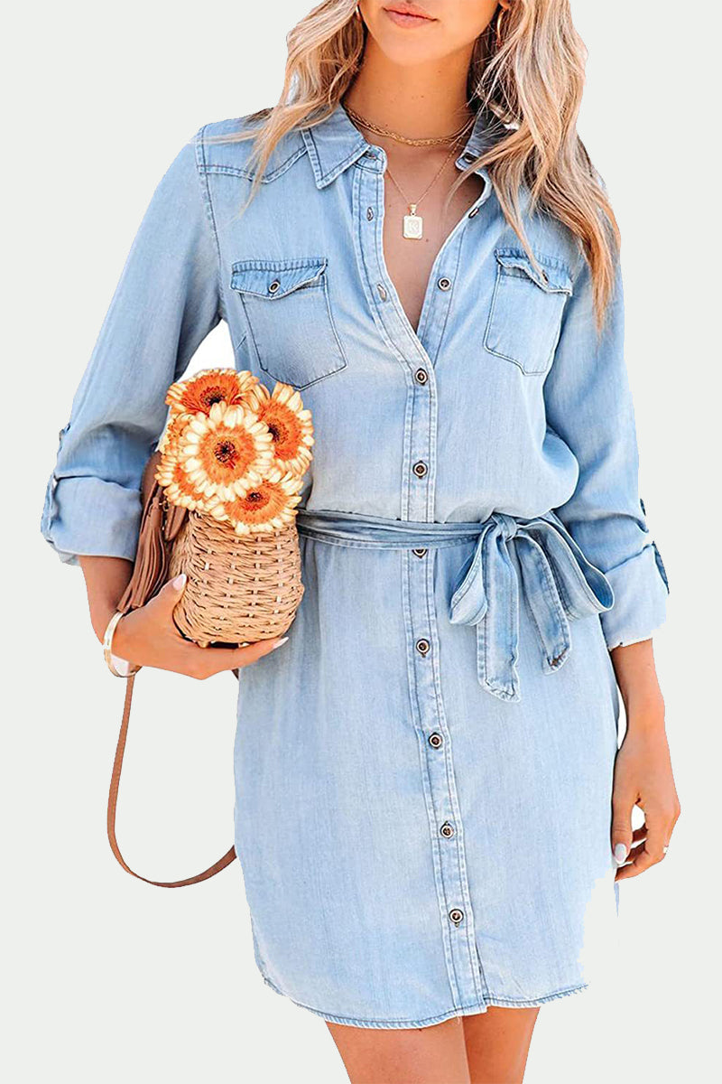 Zoe | Denim Shirt Dress Button Down - Elle & Milo