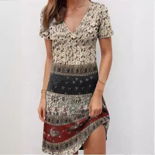 Kira | Mini Dress Relaxed Patchwork Boho - Elle & Milo