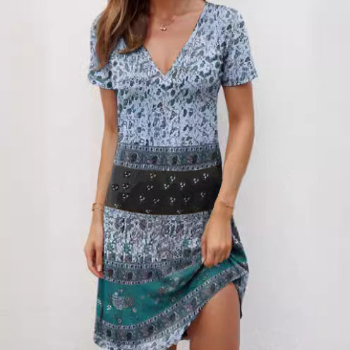 Kira | Mini Dress Relaxed Patchwork Boho - Elle & Milo