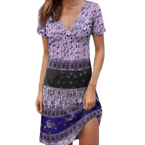 Kira | Mini Dress Relaxed Patchwork Boho - Elle & Milo