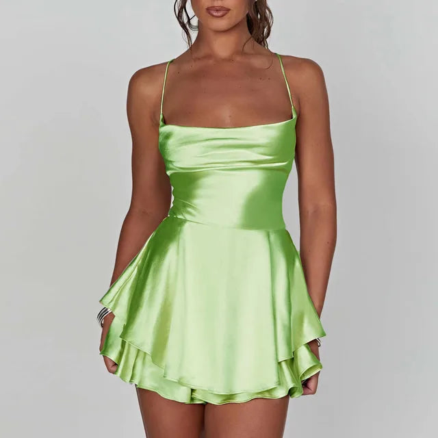 Nova | Satin Mini Dress with Cowl Neck - Elle & Milo
