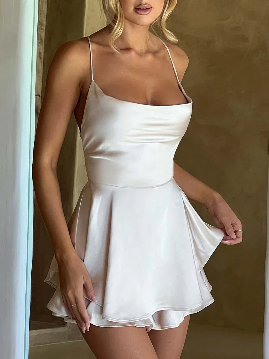 Nova | Satin Mini Dress with Cowl Neck - Elle & Milo