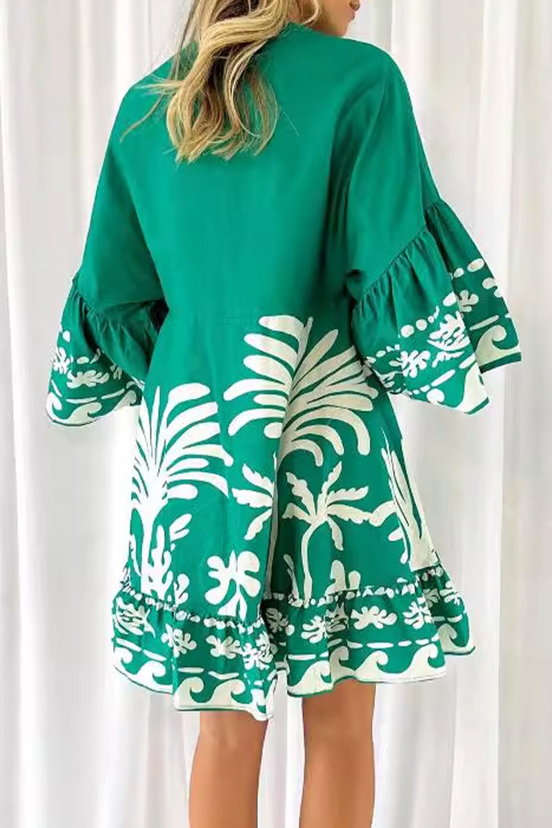 Nova | V-Neck A-Line Dress Boho Print - Elle & Milo