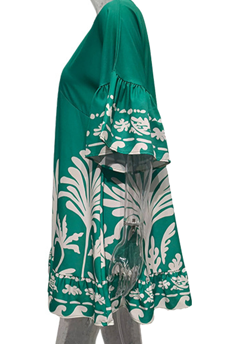Nova | V-Neck A-Line Dress Boho Print - Elle & Milo