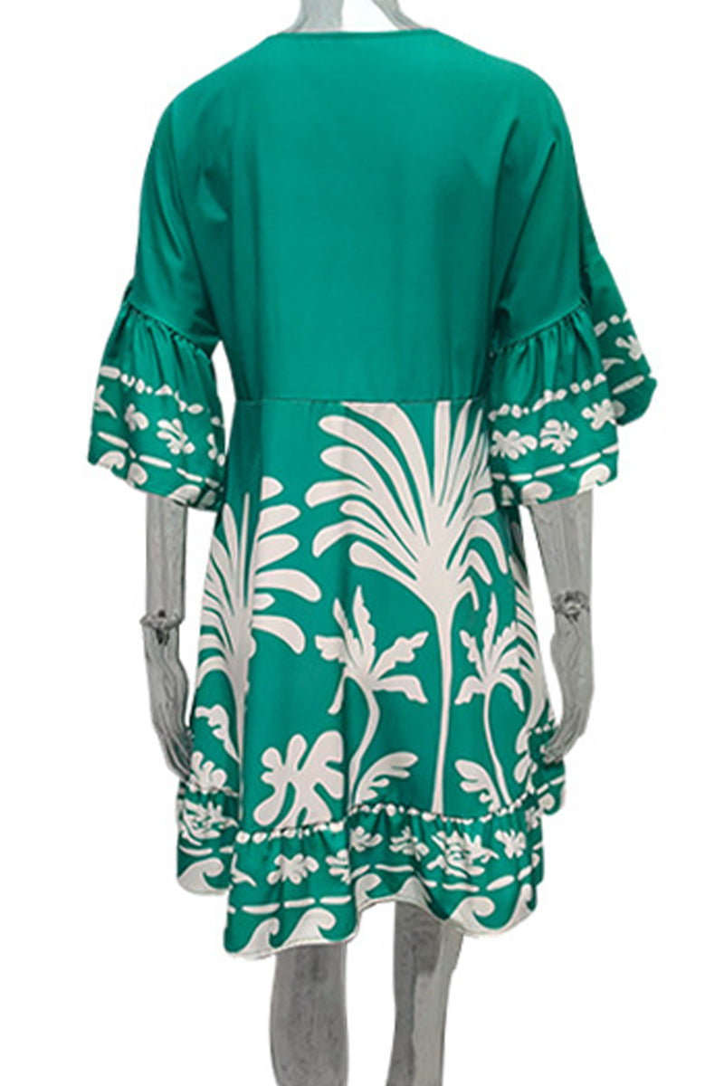 Nova | V-Neck A-Line Dress Boho Print - Elle & Milo