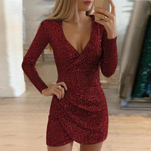 Nova | Bodycon Mini Dress - Deep V-Neck - Elle & Milo