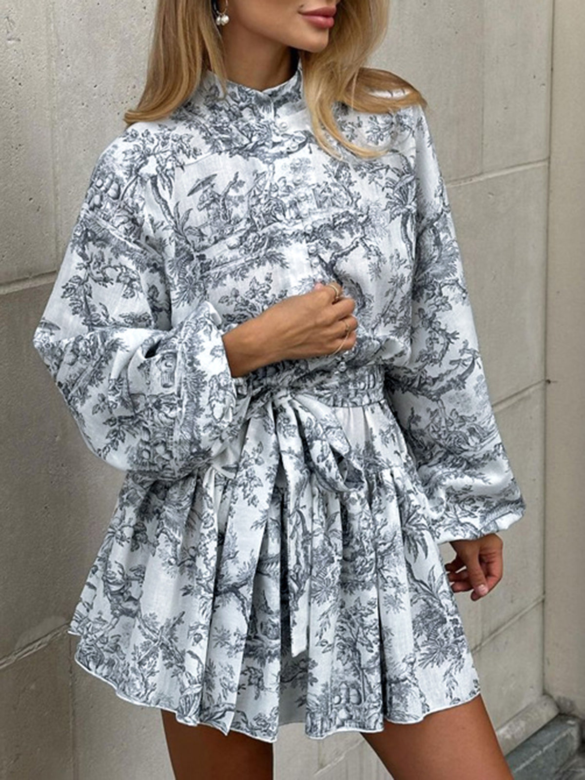 Nova | A-Line Dress Toile de Jouy Print - Elle & Milo