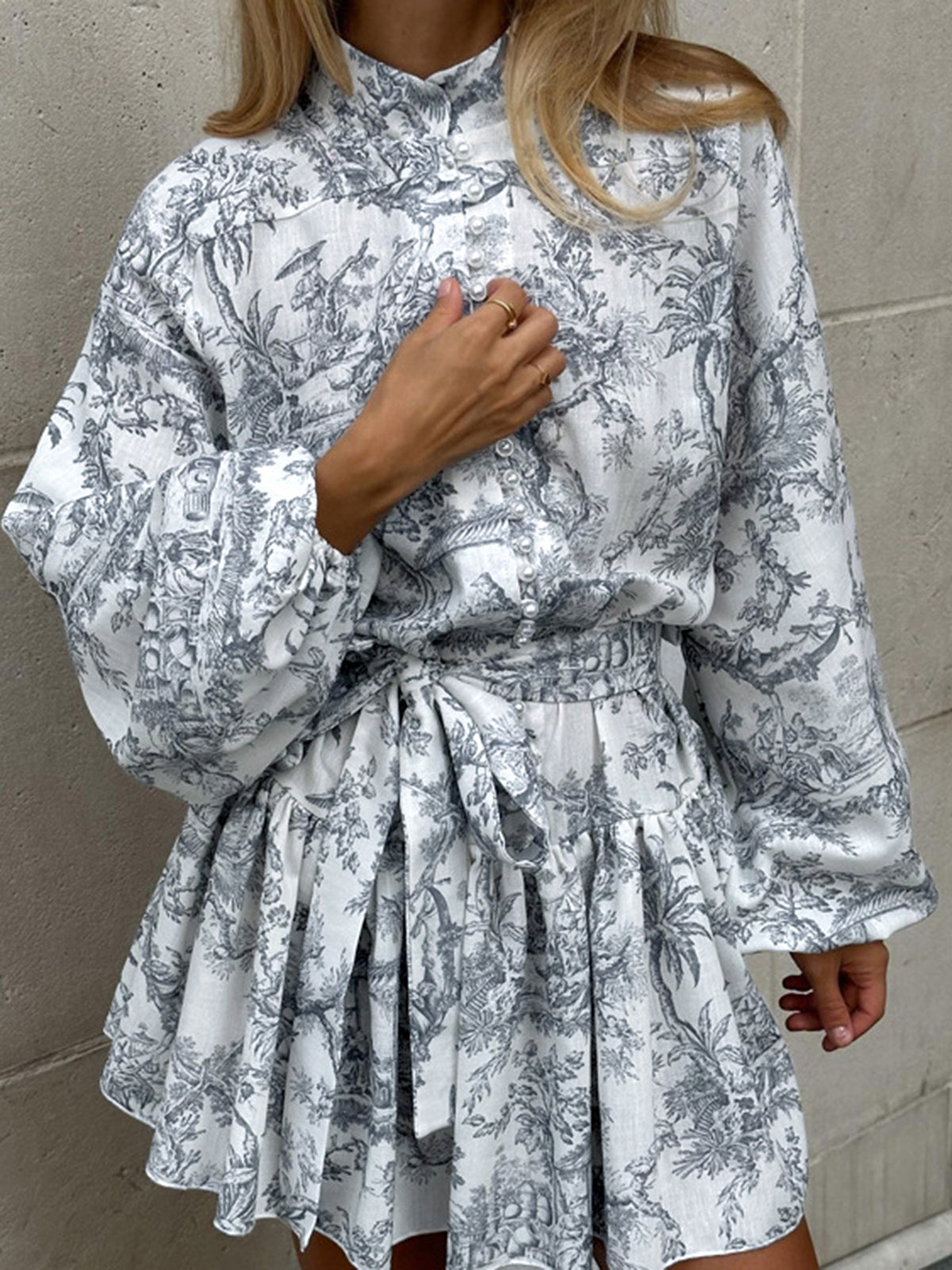 Nova | A-Line Dress Toile de Jouy Print - Elle & Milo