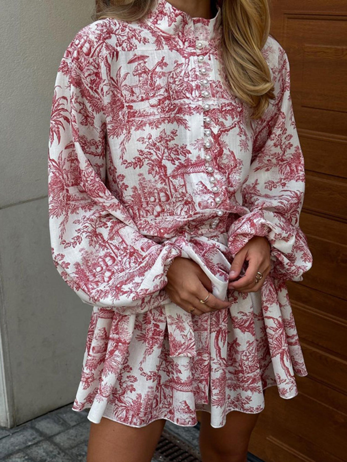 Nova | A-Line Dress Toile de Jouy Print - Elle & Milo
