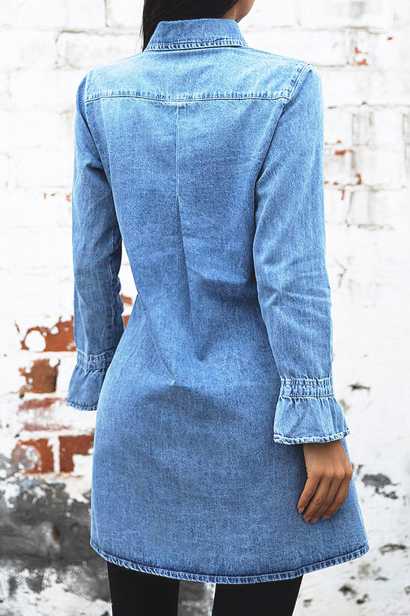 Azure Willow | Denim Shirt Dress - Elle & Milo