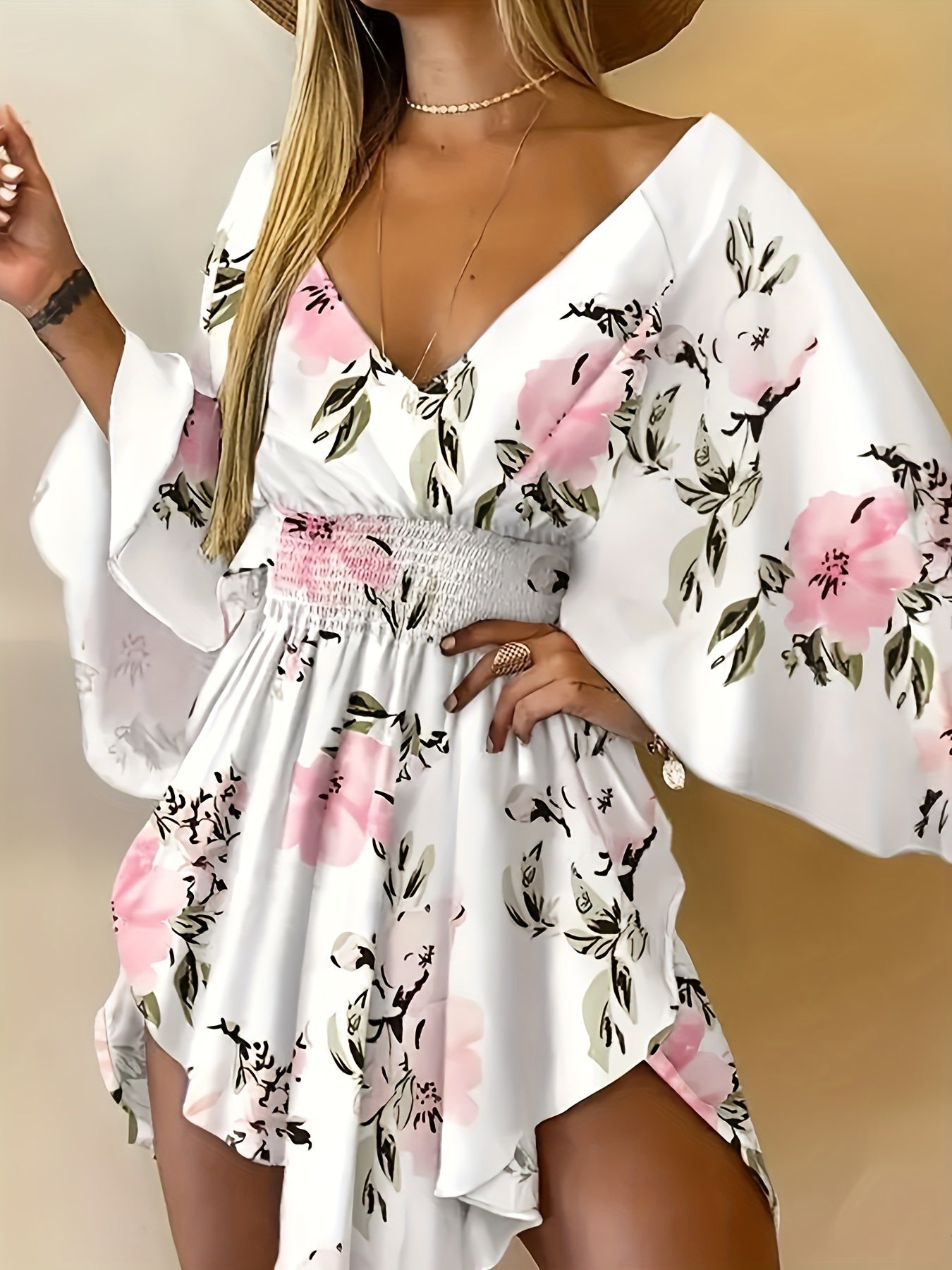 Nova | Floral Print Dress with V-Neck - Elle & Milo