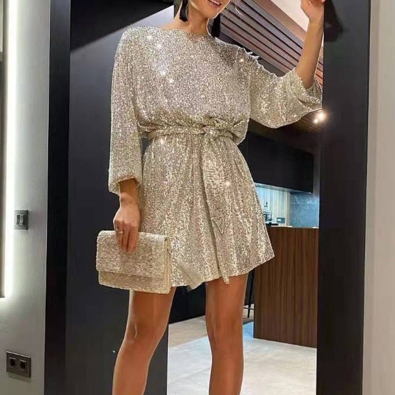 Aria Sapphire | Sequin Mini Dress - Elle & Milo