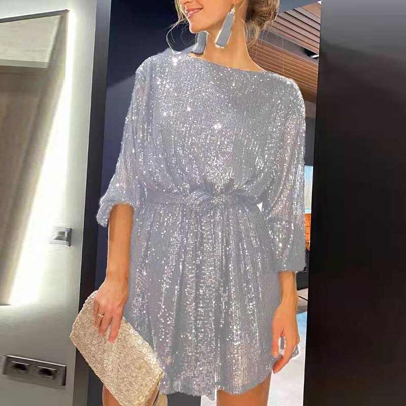 Aria Sapphire | Sequin Mini Dress - Elle & Milo