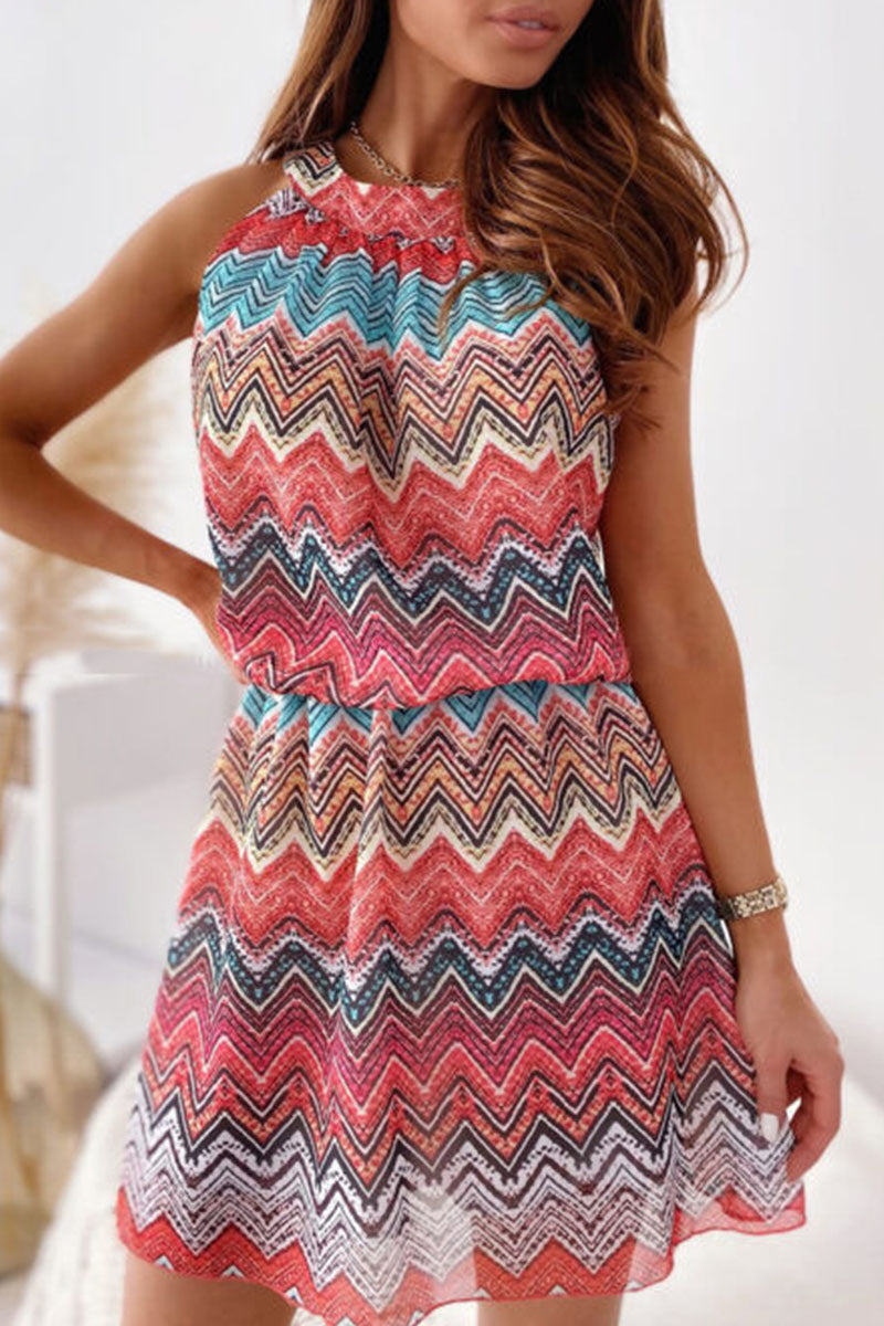 Lyra | Sleeveless Dress Chevron Pattern - Elle & Milo
