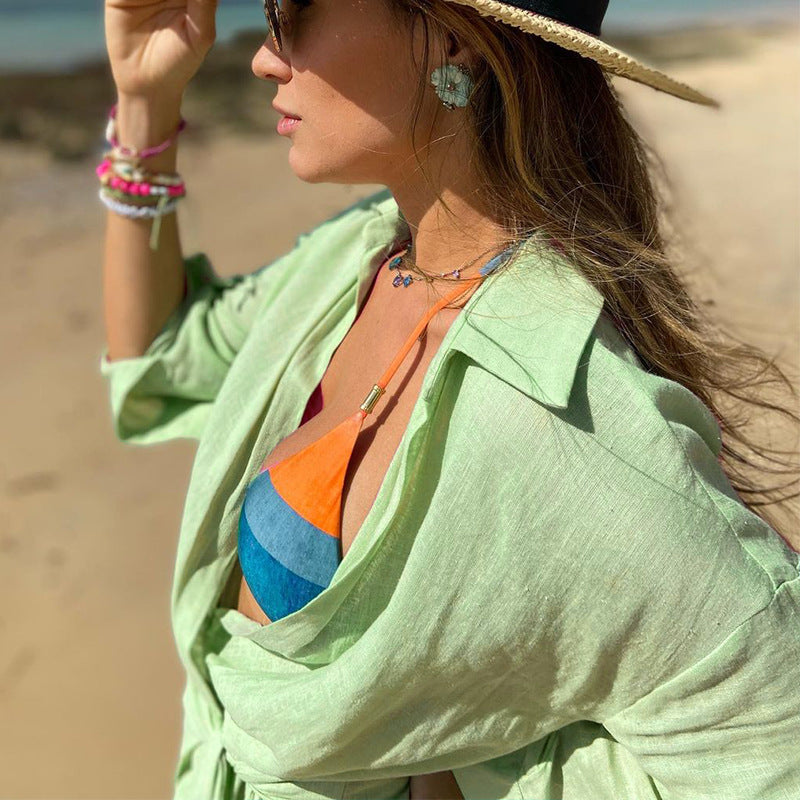 Mira Cotton Linen Wrap Mini | Wrap Dress - Elle & Milo