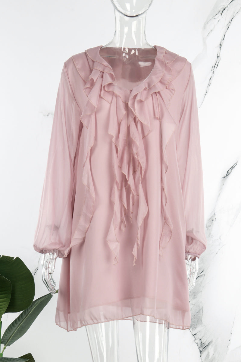 Mira | Knee Length Flowy Dress V-Neck - Elle & Milo
