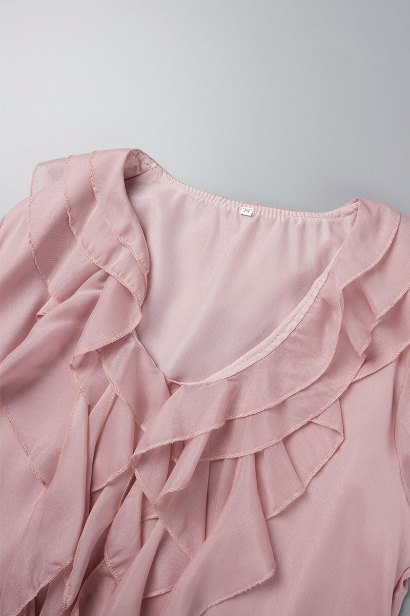 Mira | Knee Length Flowy Dress V-Neck - Elle & Milo
