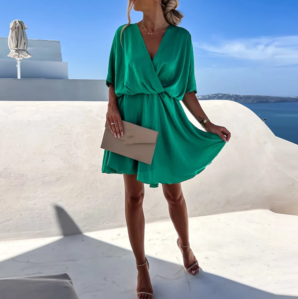 Nova | Wrap Dress V-Neck Short Sleeve - Elle & Milo