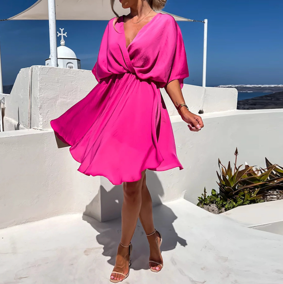 Nova | Wrap Dress V-Neck Short Sleeve - Elle & Milo