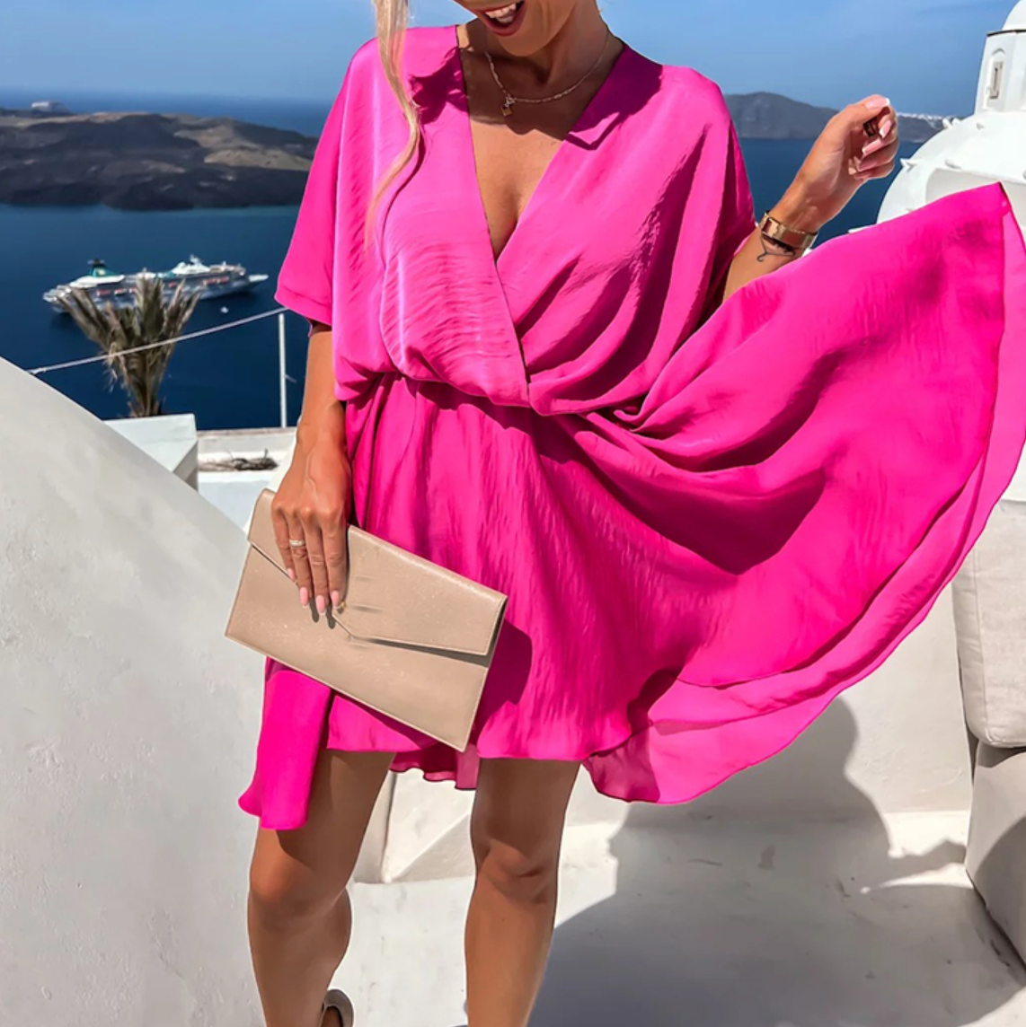 Nova | Wrap Dress V-Neck Short Sleeve - Elle & Milo