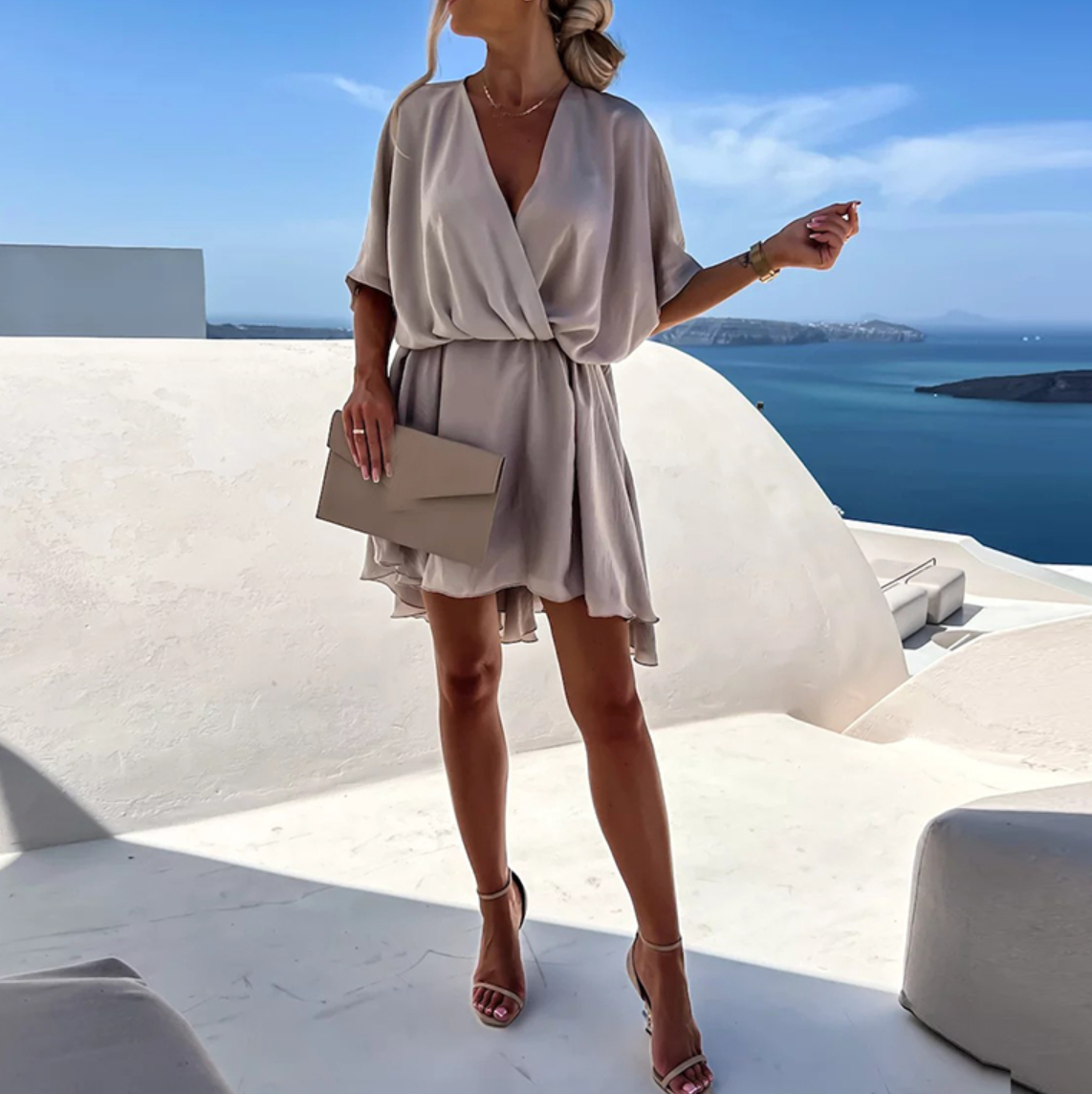 Nova | Wrap Dress V-Neck Short Sleeve - Elle & Milo