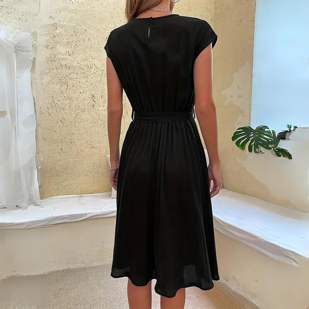 Novae | Midi Dress with Waist Tie - Elle & Milo