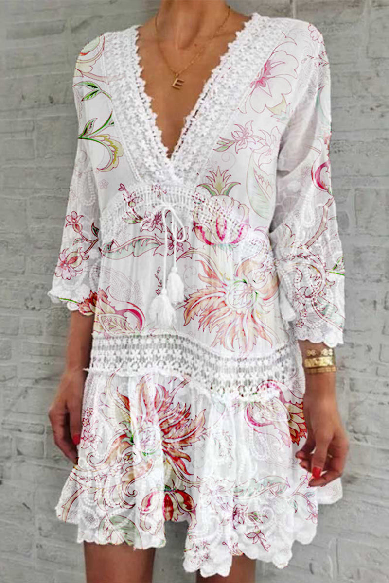 Nova | Boho Dress with Deep V-Neck - Elle & Milo