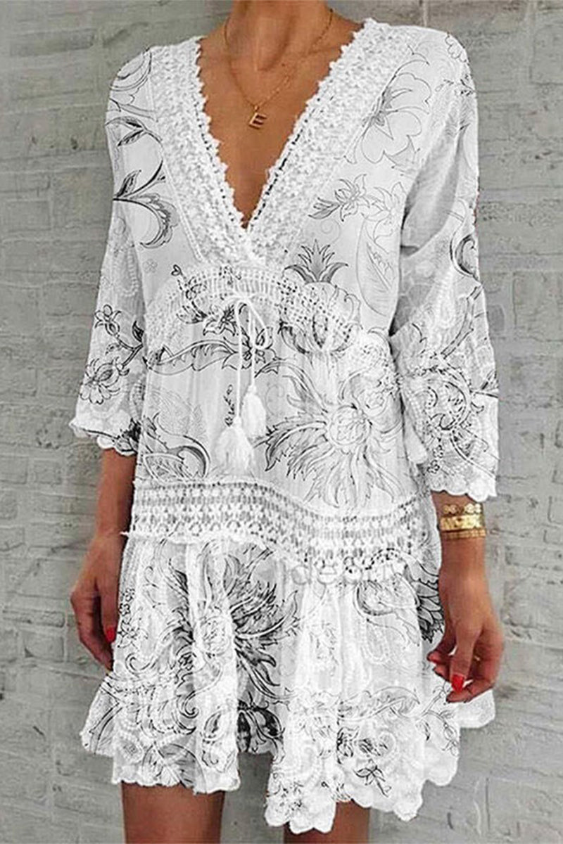 Nova | Boho Dress with Deep V-Neck - Elle & Milo